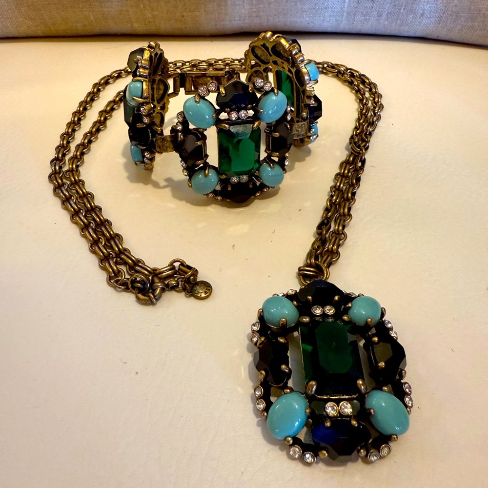 J. Crew Necklace Bracelet Set Green